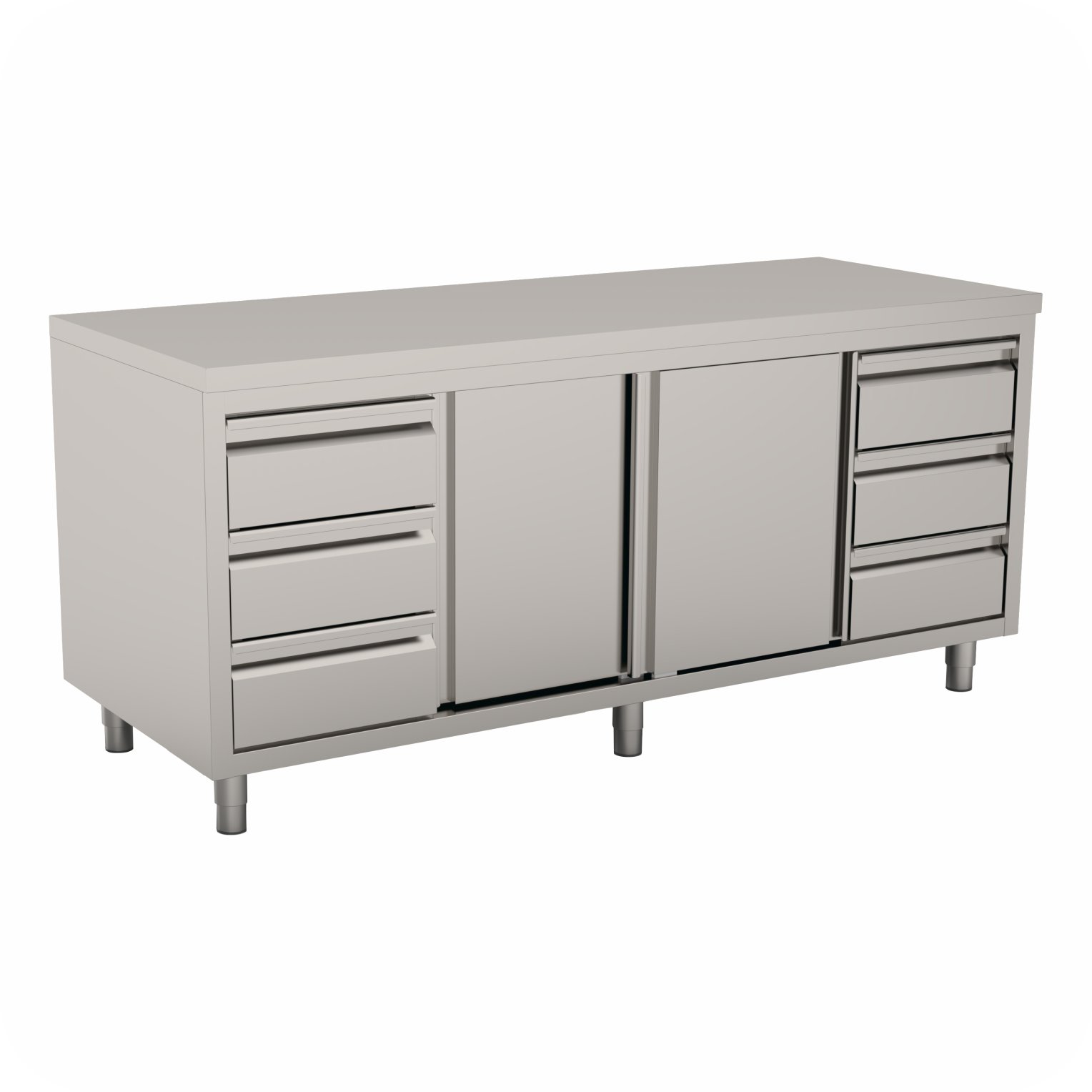 1800x70x85 Werktafel Met 3L+3R Lade En Schuifdeuren WTS-1807085-RL