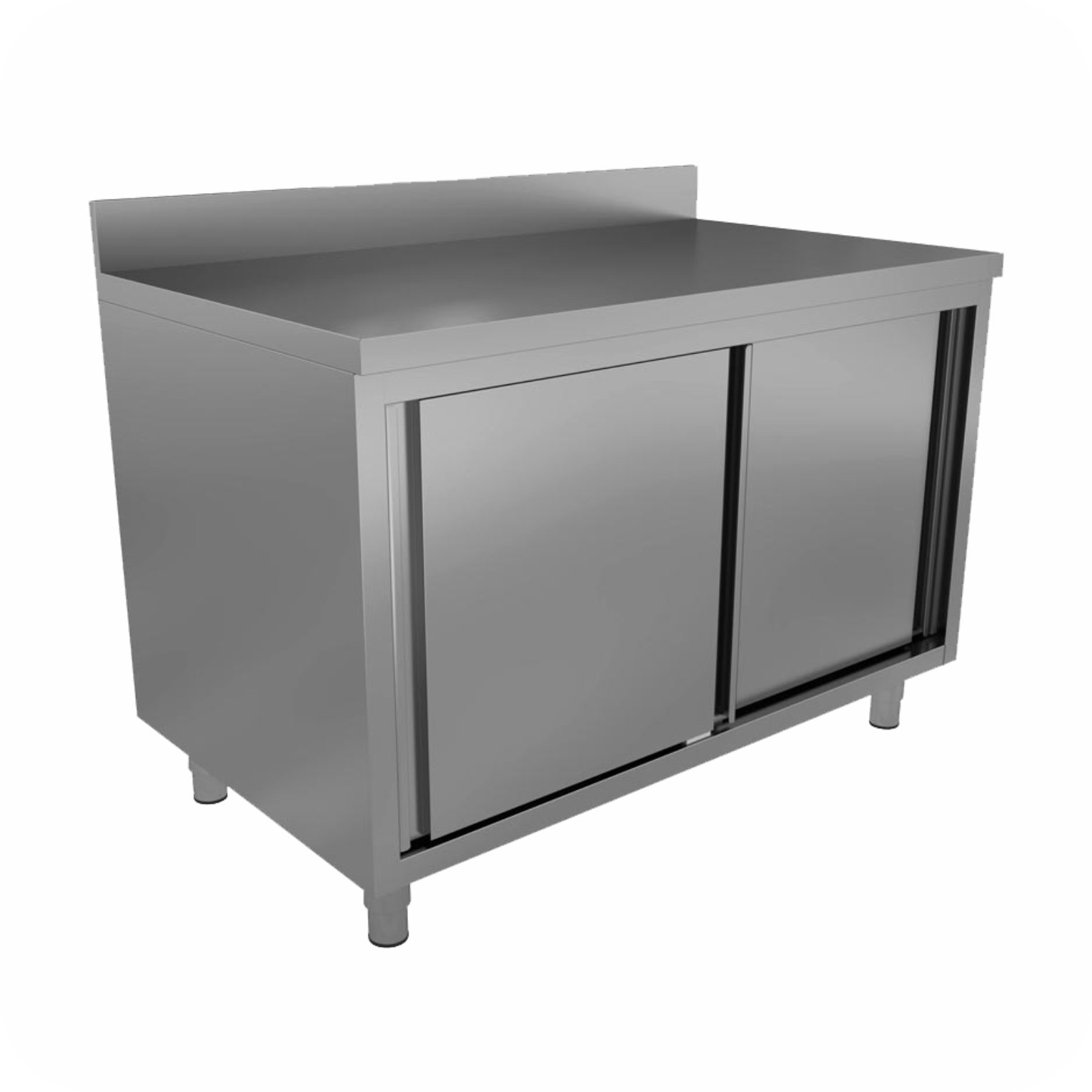 160x60x85 Werktafel Met Schuifdeuren + Opstaande Rand WT-1606085-SS